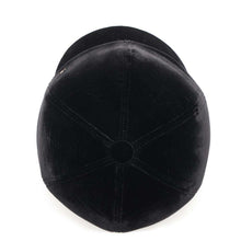 Load image into Gallery viewer, CHANEL Velour CC Logo Cap Size L Black 92% Viscose 8% Silk
