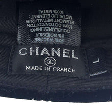 Load image into Gallery viewer, CHANEL Velour CC Logo Cap Size L Black 92% Viscose 8% Silk
