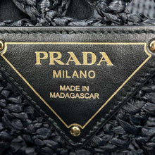 将图像加载到图库查看器中，PRADA Crochet Tote Bag Black1BG493 Raffia
