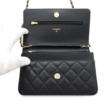 Load image into Gallery viewer, CHANEL Matelasse Chain Wallet Classic BlackAP0250 Caviar Leather
