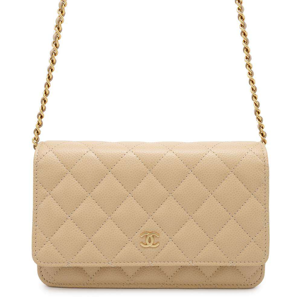CHANEL Matelasse Chain Wallet Classic BeigeAP0250 Caviar Leather