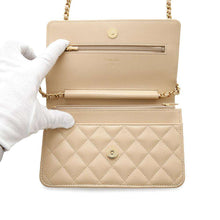 Load image into Gallery viewer, CHANEL Matelasse Chain Wallet Classic BeigeAP0250 Caviar Leather

