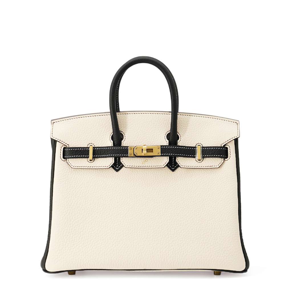 HERMES Birkin SPO Craie/Black Togo Leather Size 25