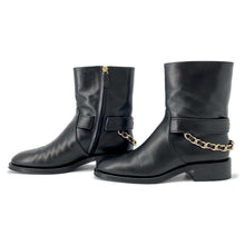Load image into Gallery viewer, CHANEL CC Logo Chain short boots BlackG39170 Leather Size 37 1/2
