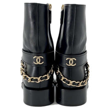 Load image into Gallery viewer, CHANEL CC Logo Chain short boots BlackG39170 Leather Size 37 1/2
