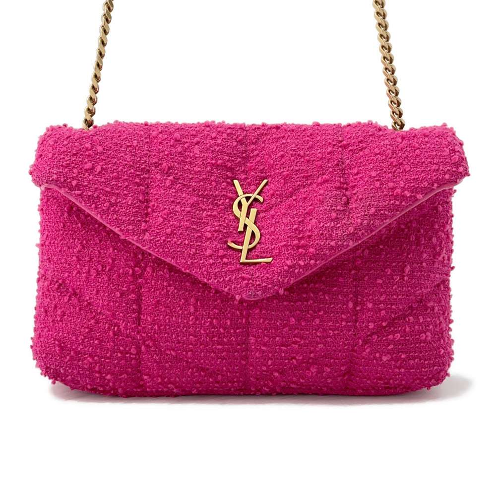 SAINT LAURENT PARIS Loulou Puffer Toy Bag Shoulder Bag Pink620333 Tweed