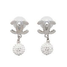 将图像加载到图库查看器中，CHANEL Earrings CC Logo Mirror Ball Metal Rhinestone
