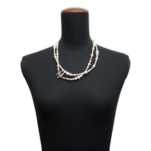 Load image into Gallery viewer, CHANEL CC Logo Pearl Long Necklace Metal Rhinestone Faux Pearl

