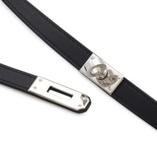 将图像加载到图库查看器中，HERMES Kelly Lariat Necklace Black Swift Leather
