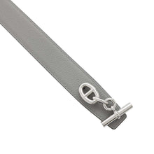 Load image into Gallery viewer, HERMES Yachting Belt 32 Size 85 Blue Marine/Gris Mouette Box Calf Leather Togo Leather
