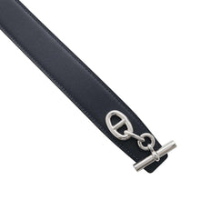 Load image into Gallery viewer, HERMES Yachting Belt 32 Size 85 Blue Marine/Gris Mouette Box Calf Leather Togo Leather

