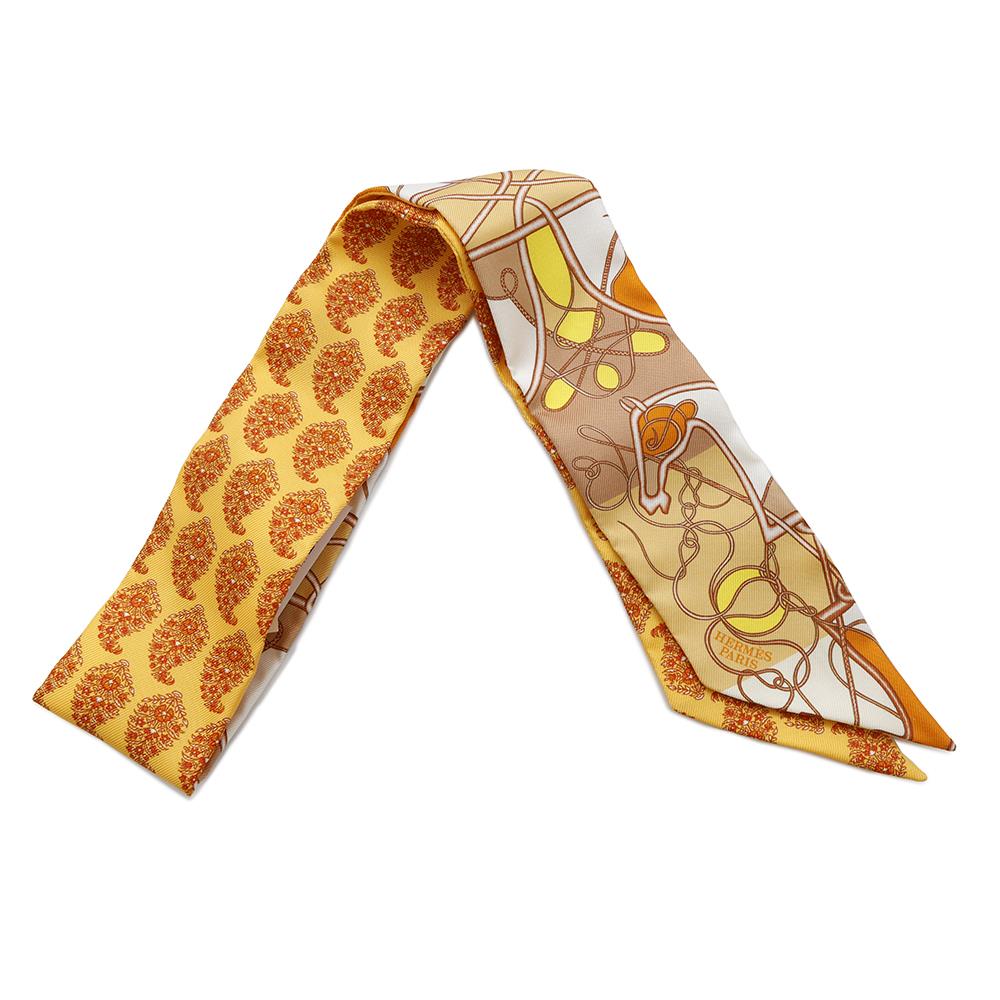 HERMES Twilly Whip Block COMP DE FOUET AU BLOC Orange/Multicolor Silk100%