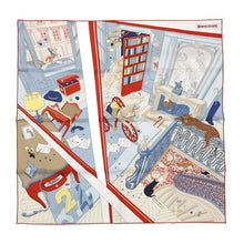 Load image into Gallery viewer, HERMES Mystery at 24 Size 90 Blue Clair/Rouge/Blanc Silk100%
