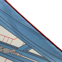 Load image into Gallery viewer, HERMES Mystery at 24 Size 90 Blue Clair/Rouge/Blanc Silk100%
