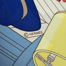 Load image into Gallery viewer, HERMES Mystery at 24 Size 90 Blue Clair/Rouge/Blanc Silk100%
