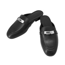 Load image into Gallery viewer, HERMES Oz Mule Black Leather Size 34H
