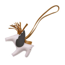 Load image into Gallery viewer, HERMES Rodeo Pegasus Bag Charm Mauve Pale/Sesame/Ebene Lambskin Size PM
