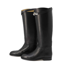 将图像加载到图库查看器中，HERMES Jumping Boots Black Leather Size 36
