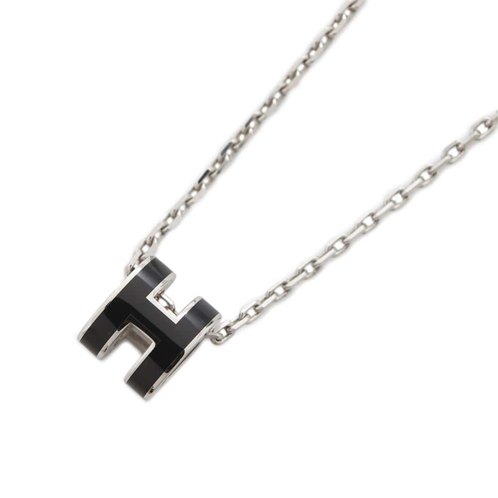 HERMES Pop Ash Necklace Size Mini Black Lacquer Metal