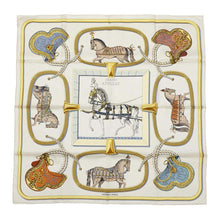 Load image into Gallery viewer, HERMES Carre Grand Apara - Horse in full dress Size 90 Cream/Gold/Multicolor Silk100%
