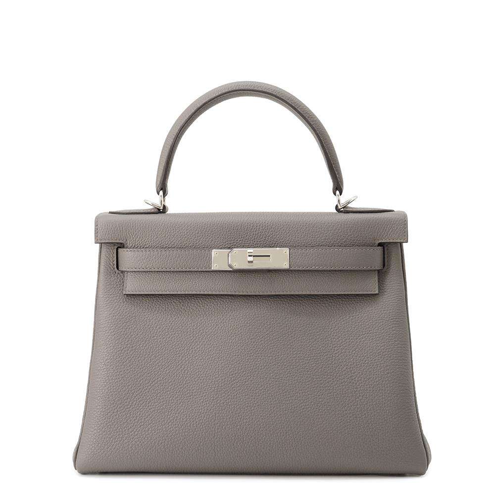 HERMES Kelly Retourne sewing Etain Togo Leather Size 28