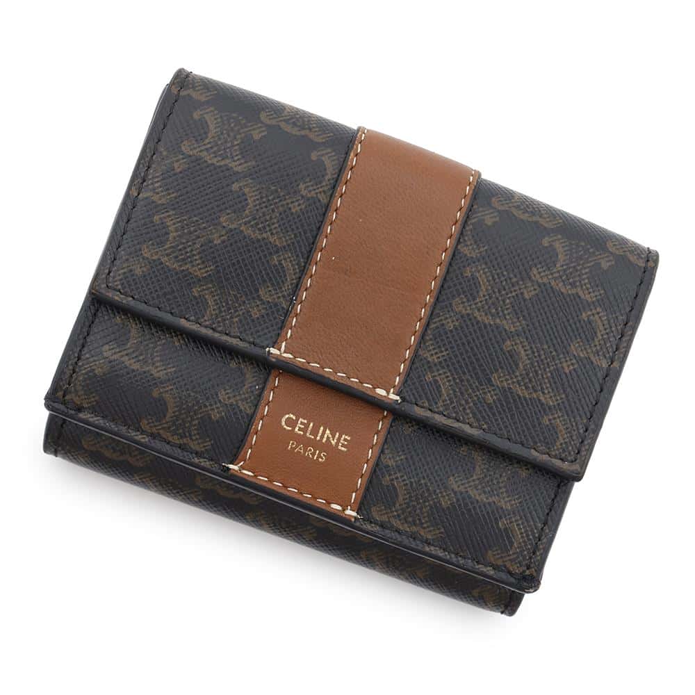 CELINE Triomphe Trifold Wallet Tan10D722BZ9.04LU PVC/Leather