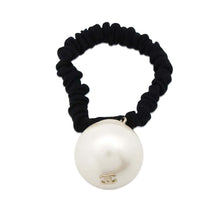 将图像加载到图库查看器中，CHANEL Faux Pearl Hair Tie BlackA63896 Grosgrain   Resin
