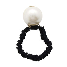 将图像加载到图库查看器中，CHANEL Faux Pearl Hair Tie BlackA63896 Grosgrain   Resin
