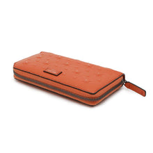 将图像加载到图库查看器中，JIMMY CHOO Carnaby Star Embossed Zip Around Long Wallet Orange Leather
