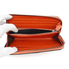 Load image into Gallery viewer, JIMMY CHOO Carnaby Star Embossed Zip Around Long Wallet Orange Leather
