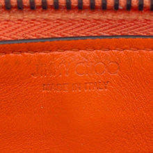 Load image into Gallery viewer, JIMMY CHOO Carnaby Star Embossed Zip Around Long Wallet Orange Leather
