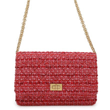 将图像加载到图库查看器中，CHANEL 2.55 Chain Wallet Red Tweed
