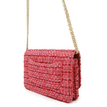将图像加载到图库查看器中，CHANEL 2.55 Chain Wallet Red Tweed
