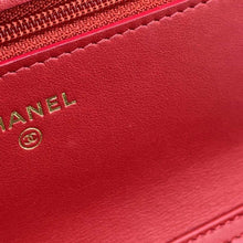 将图像加载到图库查看器中，CHANEL 2.55 Chain Wallet Red Tweed
