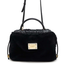 将图像加载到图库查看器中，DOLCE&amp;GABBANA 2WAYBag Black Fur Leather Nylon
