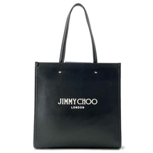 将图像加载到图库查看器中，JIMMY CHOO N/STote Bag BlackN/S TOTE/M ANR Leather Size Medium
