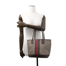 将图像加载到图库查看器中，GUCCI Ophidia Tote Bag Beige/Brown726762 GG SupremeCanvas Leather Size Small
