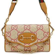 Load image into Gallery viewer, GUCCI Horsebit Shoulder Beige/Yellow677286 Raffia Leather
