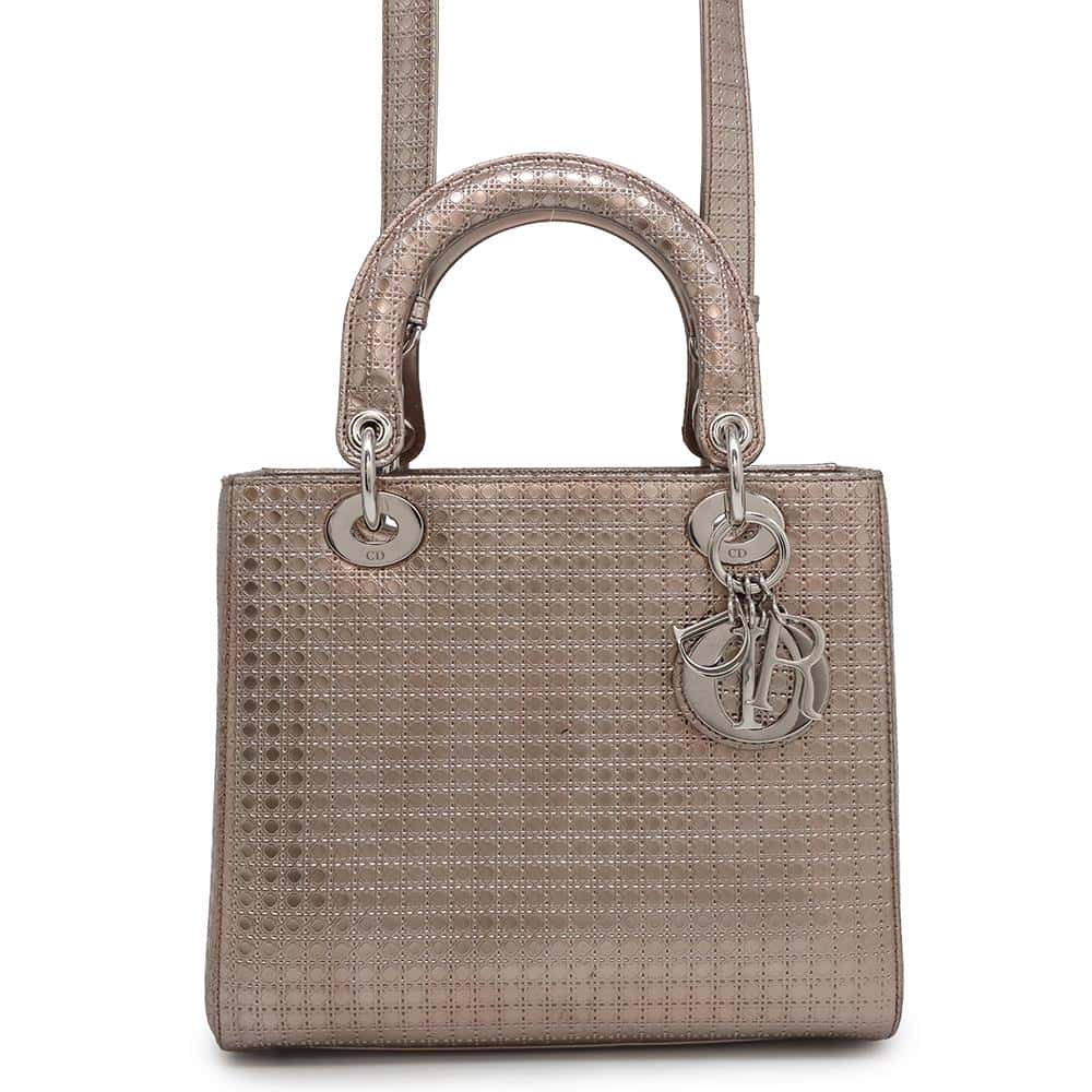 Dior Lady Dior 2WAYBag MetalicPinkM0550PSKC Leather Size Medium