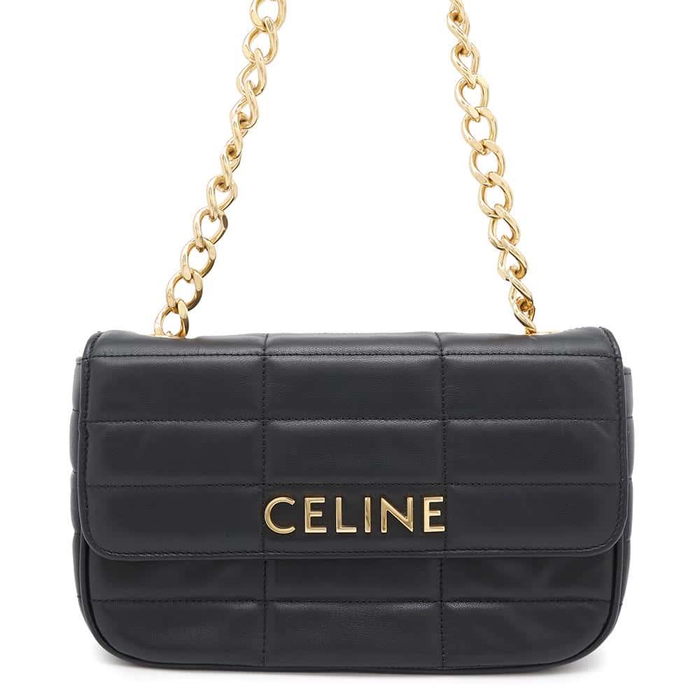 CELINE Mono Chrome ChainShoulder Bag Black11127 3EYD 38NO Leather