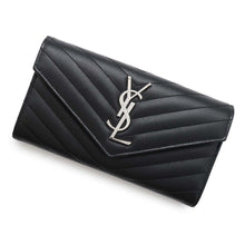 将图像加载到图库查看器中，SAINT LAURENT PARIS Monogram large flap wallet Black372264 Leather
