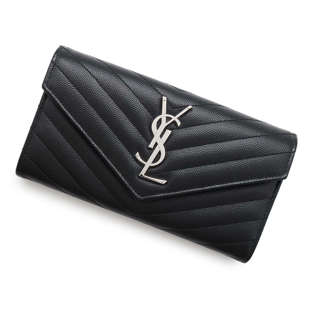 SAINT LAURENT PARIS Monogram large flap wallet Black372264 Leather