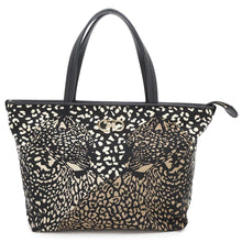 Load image into Gallery viewer, Ferragamo Gancini Tote Bag Black/Beige/Brown Nylon Canvas Leather
