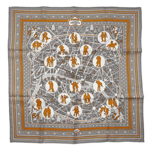 Load image into Gallery viewer, HERMES Carre: New Paris Lovers Size 55 White/Grease//Caramel Silk100%
