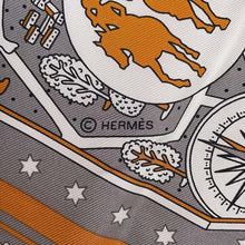 Load image into Gallery viewer, HERMES Carre: New Paris Lovers Size 55 White/Grease//Caramel Silk100%
