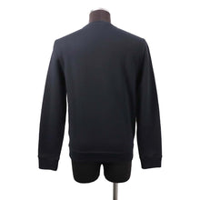 Load image into Gallery viewer, HERMES Round neck Knitted Fabric Leather patch &quot;Metalli au Carré&quot; Size XS Marine Cotton100%
