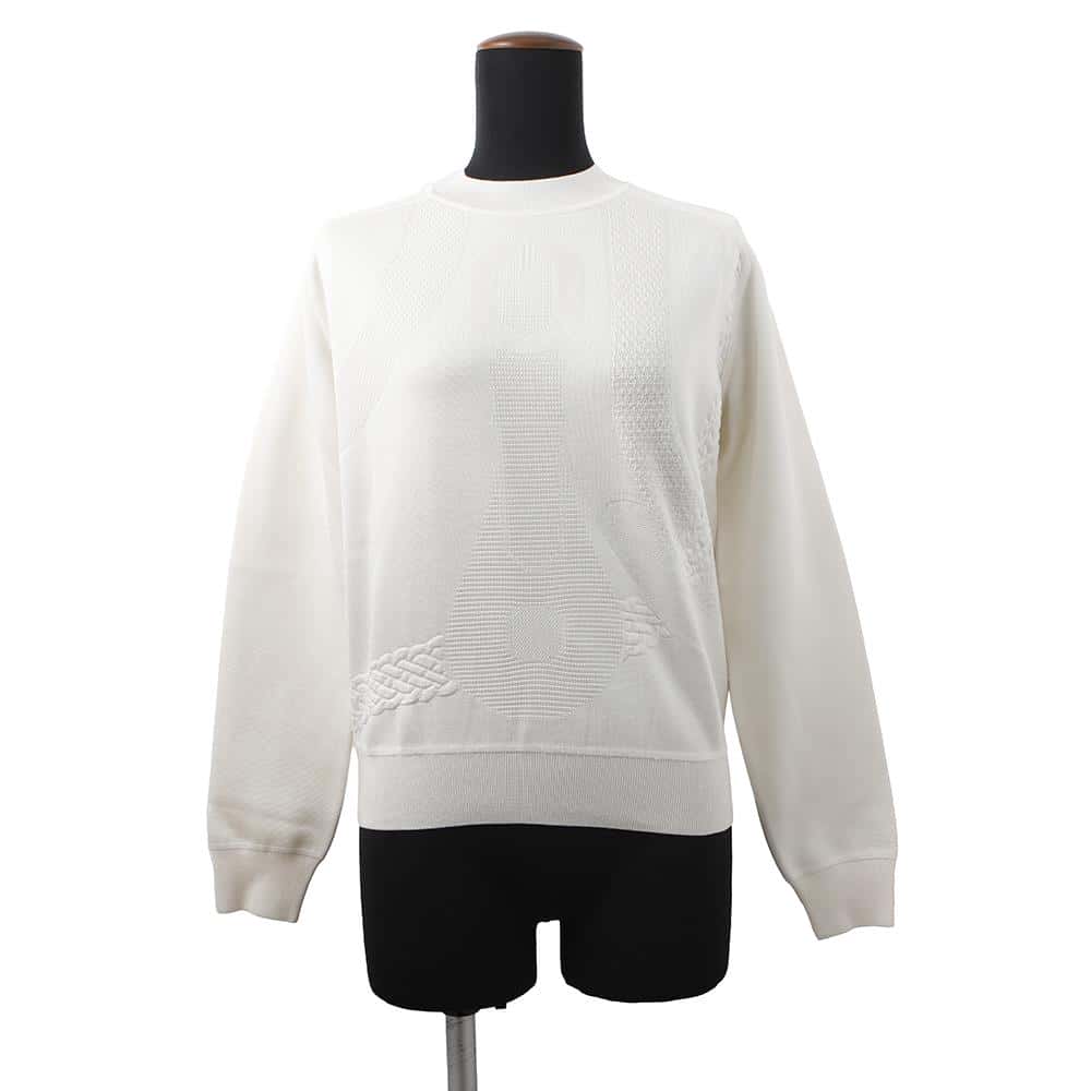 HERMES Coaching Relief Long Sleeve Knit Size 34 Blancasse Silk84% Nylon14% Polyurethane2%