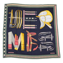 Load image into Gallery viewer, HERMES Giant Square LETTRES EQUESTRES Size 140 Tabac/Vert/Rouge Cashmere70% Silk30%
