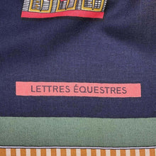 Load image into Gallery viewer, HERMES Giant Square LETTRES EQUESTRES Size 140 Tabac/Vert/Rouge Cashmere70% Silk30%
