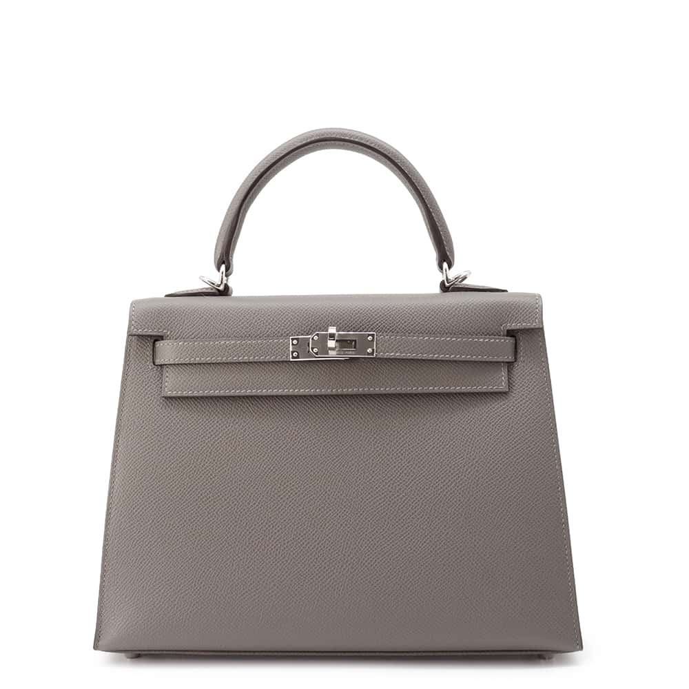 HERMES Kelly 25 Outside stitching Gris Meyer Epsom Size 25